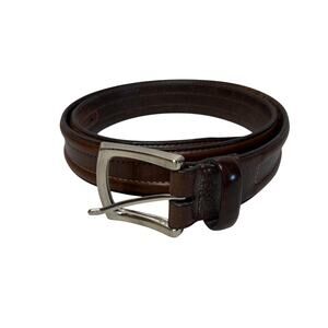 VTG Brighton Belt Brown Leather Size 38 Womens Classic Silver Buckle Casual